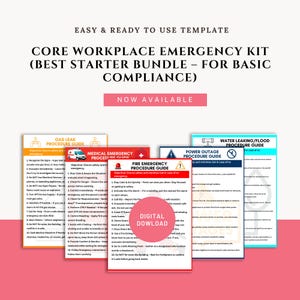 Core Workplace Emergency Kit Guide | Compliance Starter Bundle | Printable Safety Manual | Digital Download | Emergency & Evacuation Plan
