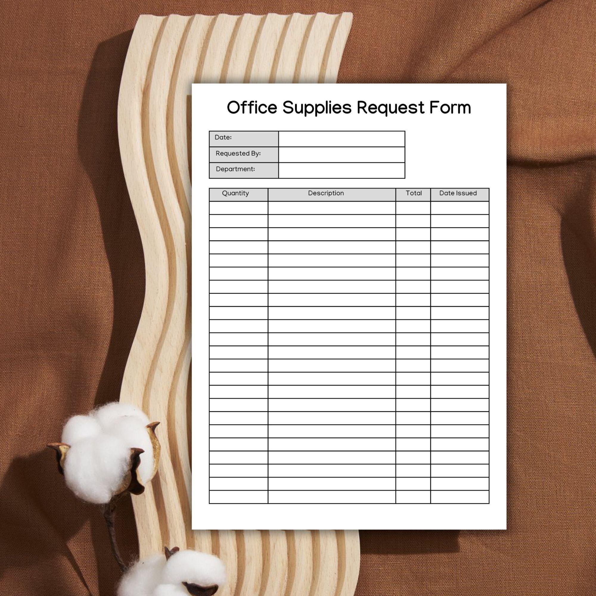 Office Supplies Request Form Editable Office Request Form Printable
