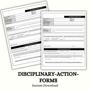 Employee Infraction Example Disciplinary Action Forms | Employee Warning Template | Printable HR ...