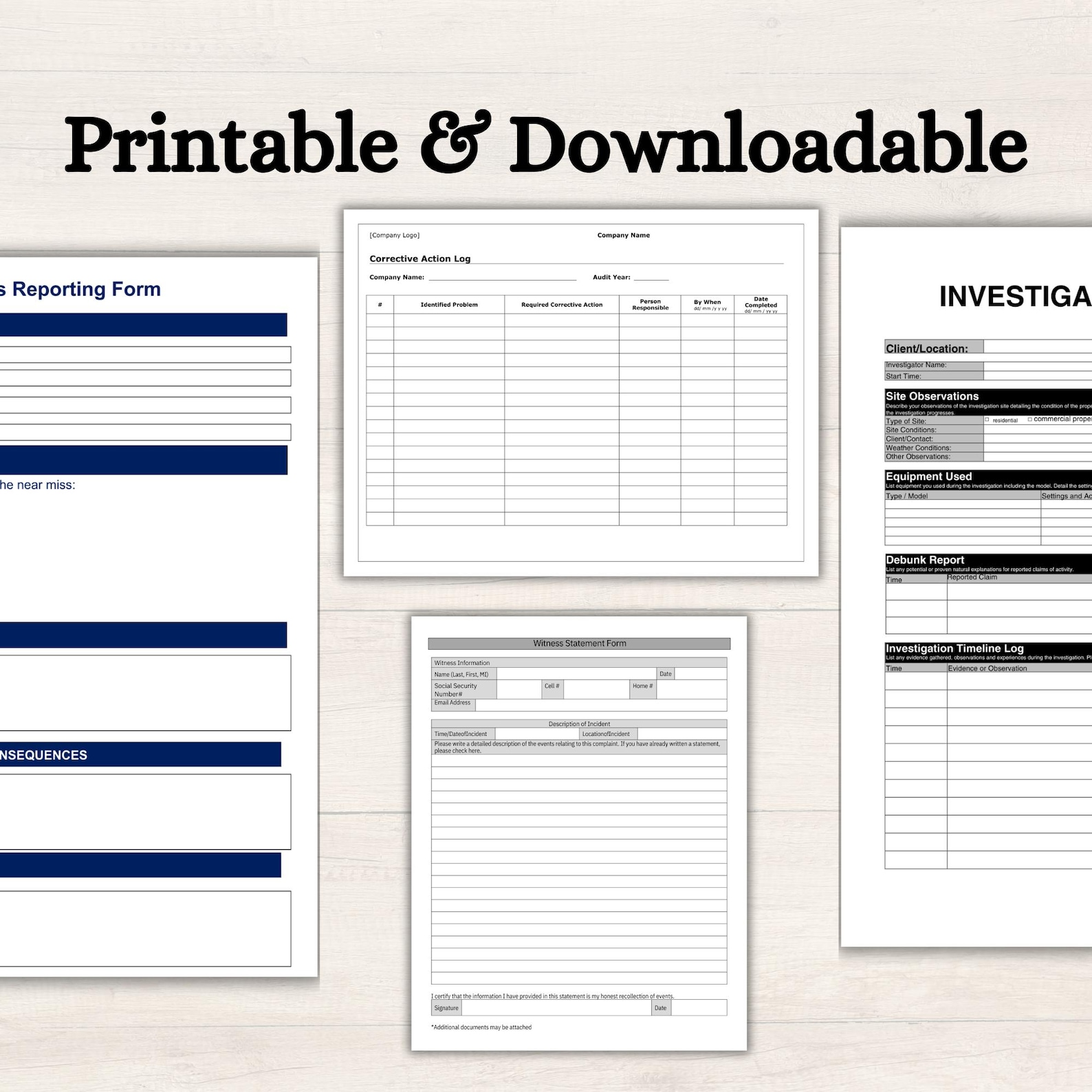 Workplace Incident Report Pack | Safety Compliance Forms for Office ...