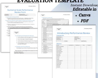 Employee Performance Evaluation Template | Staff Appraisal Form | Employee Review | HR Performance Assessment Printable
