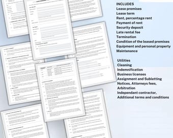 Vorlage für Mietvertrag | Mietvertrag | Mietvertrag | Bearbeitbares Lease Form | Druckbares PDF