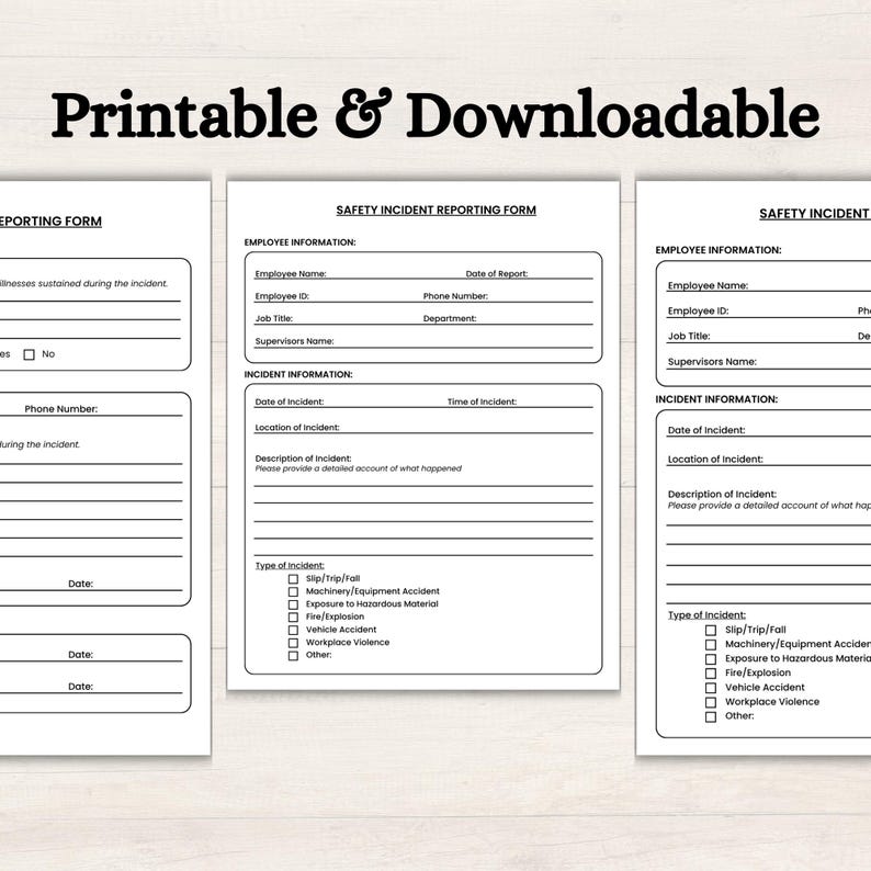 Workplace Incident Report Template: Safety & Injury Form (digital ...