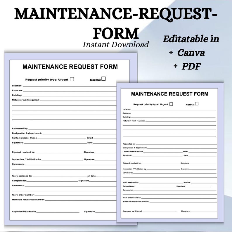 Editable Maintenance Request Form Template Printable Tenant Request 