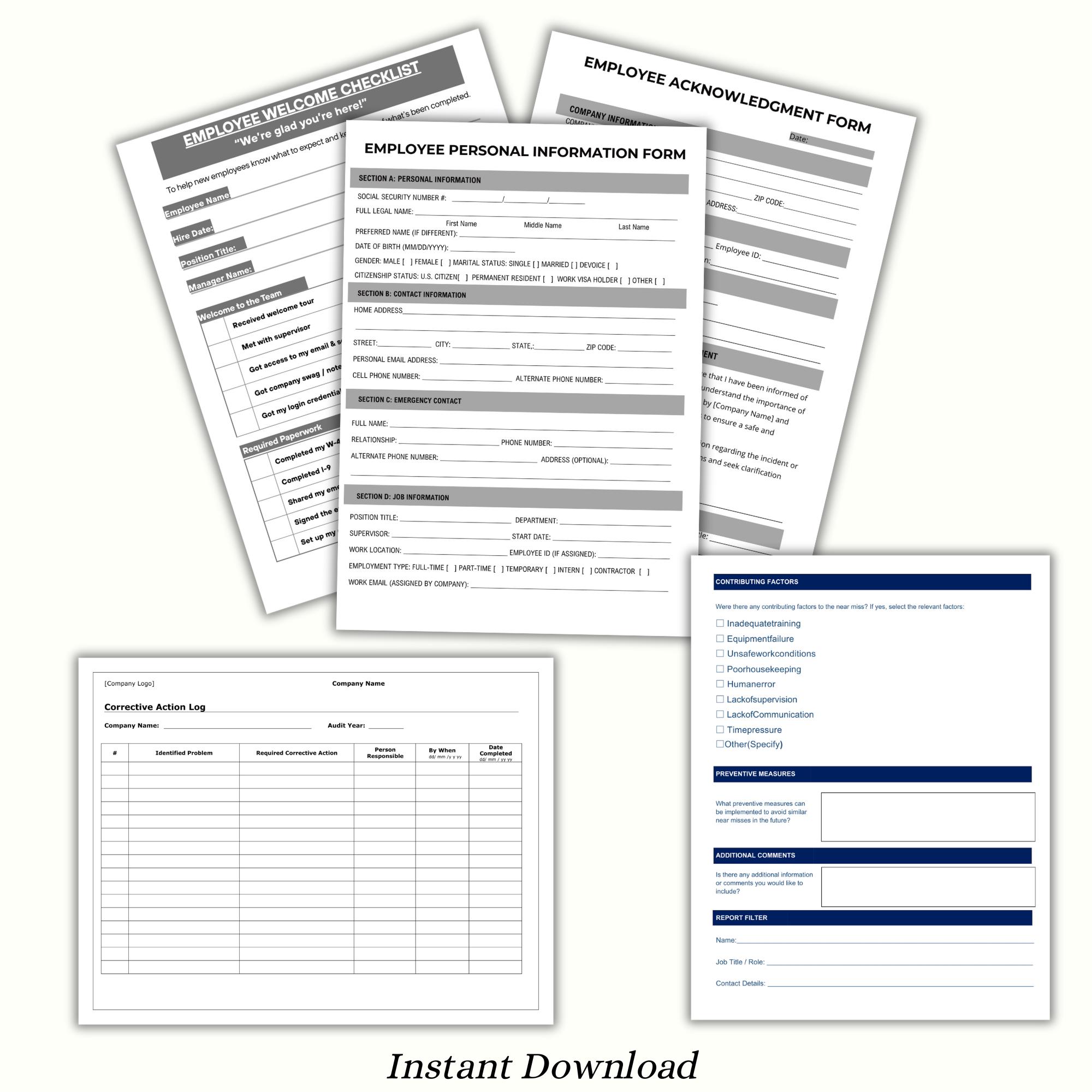 Workplace Incident Report Pack | Safety Compliance Forms for Office ...