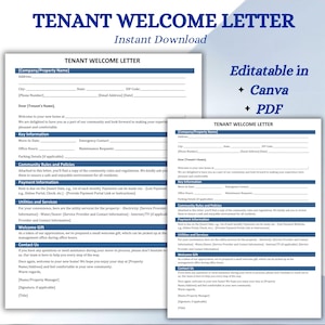 Tenant Welcome Letter - Editable Template for Property Managers and Landlords