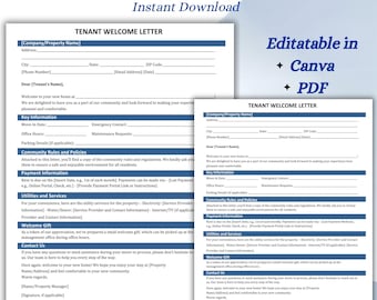 Carta de bienvenida para inquilinos: plantilla editable para administradores de propiedades y propietarios