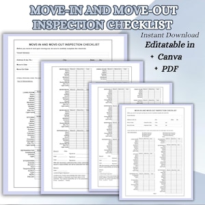 Move-In & Move-Out Inspection Checklist | Printable Rental Property Form | Tenant and Landlord Checklist