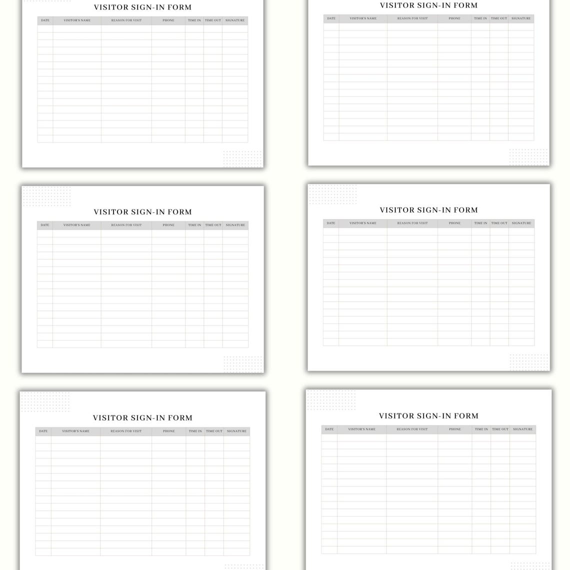 Customizable Visitor Sign-in Form Template: Business Event Guest Log ...