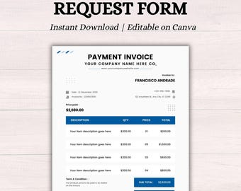 Bewerkbaar factuur- en betalingsaanvraagformulier (digitale download)