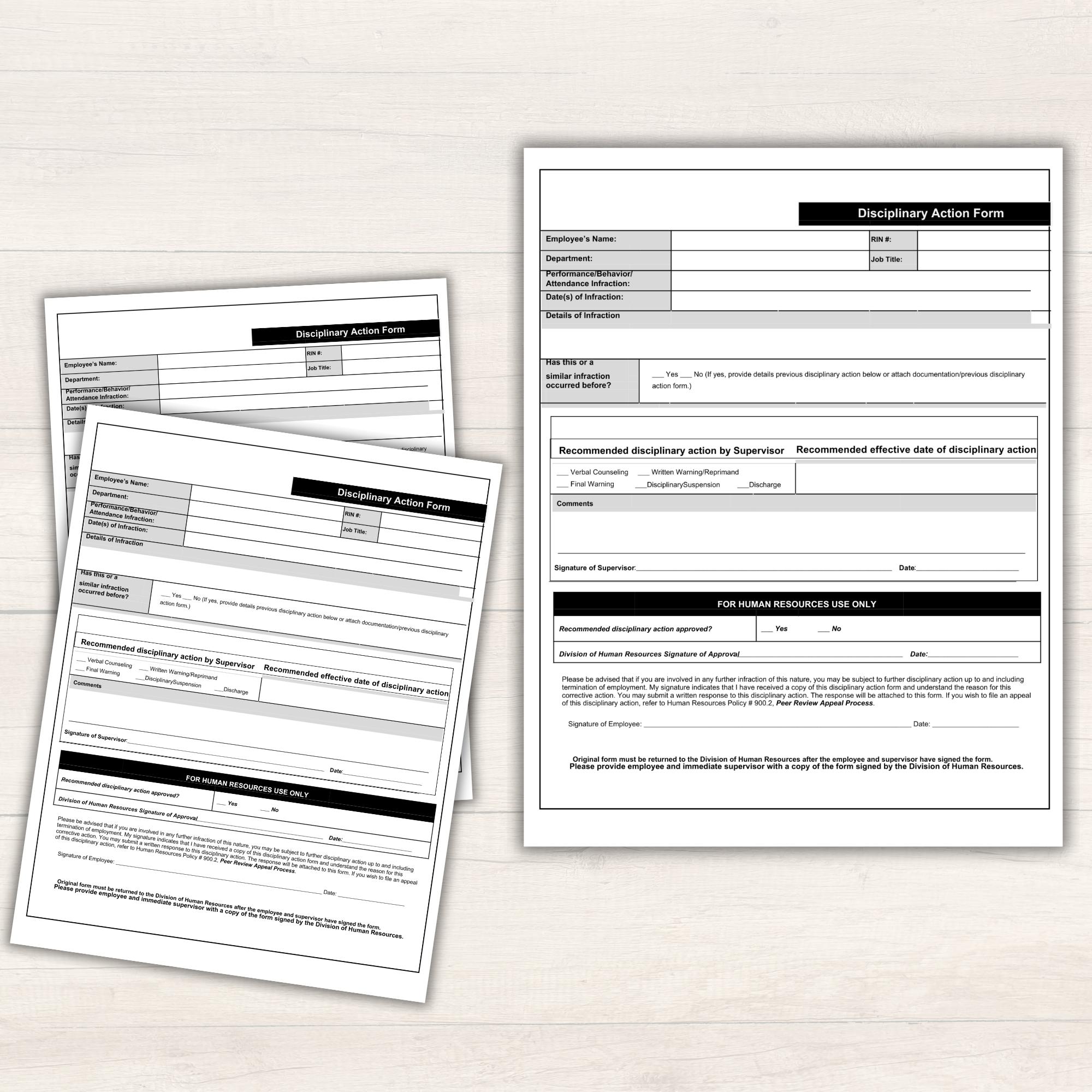 Disciplinary Action Forms | Employee Warning Template | Printable HR ...