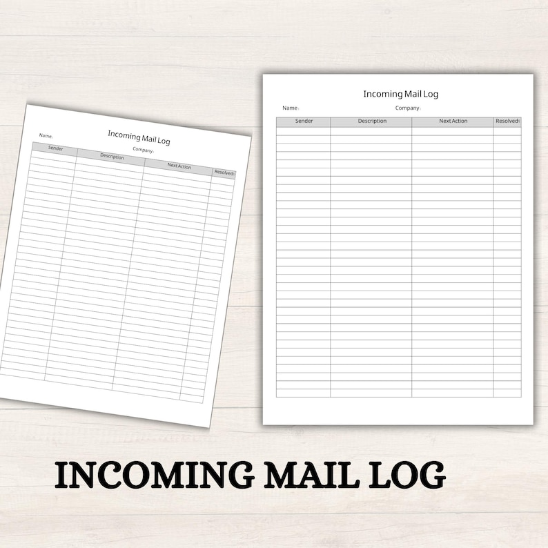 Incoming Mail Log Sheet: Printable Office Mail Tracker (PDF Instant ...
