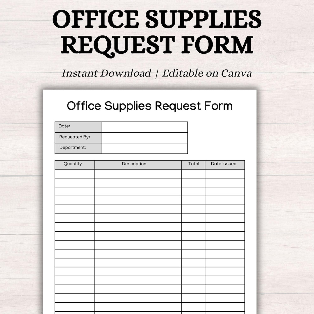 Office Supplies Request Form Editable Office Request Form Printable
