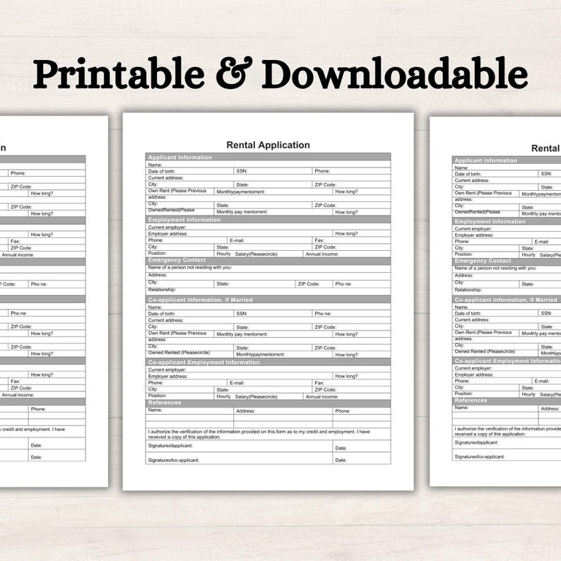 Editable Rental Application Form | Tenant Screening Template | Landlord ...
