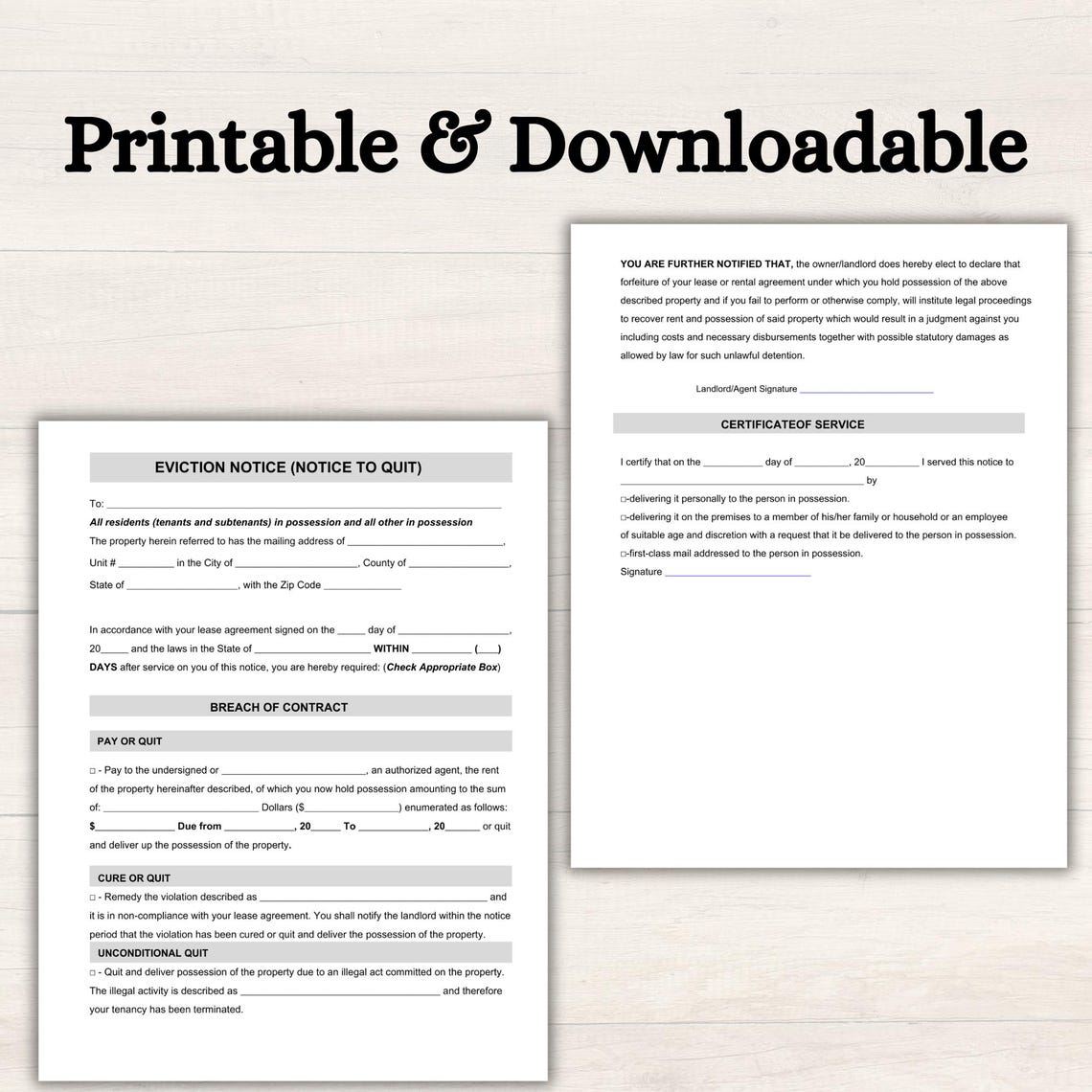 Eviction Notice Template: Editable Legal Form (printable PDF & DOCX) - Etsy