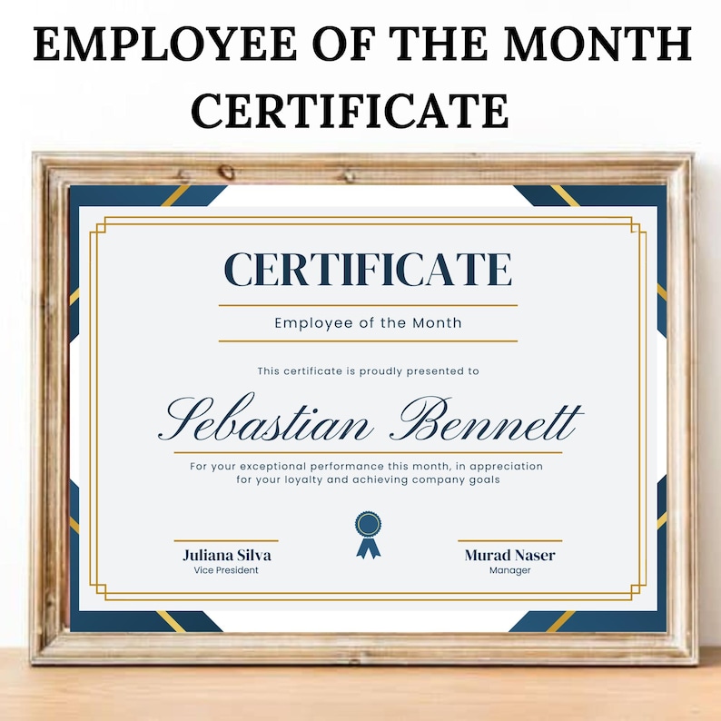 Employee of the Month Certificate | Printable Award Template | Editable ...