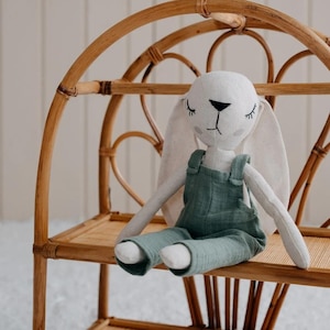 Handmade Linen Bunny Doll – Soft Eco-Friendly Plush Toy for Babies & Kids