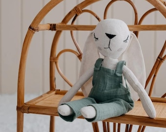 Handmade Linen Bunny Doll – Soft Eco-Friendly Plush Toy for Babies & Kids