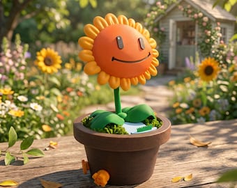 Handcrafted 3D Printed Moving Sunflower Figurine – Animated Desk Companion