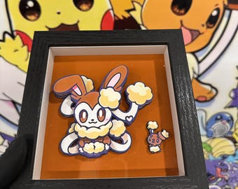 Cotton-Tail 3D Shadow Box: Cozy Spirit Art (Inspired by Eevee & Buneary)