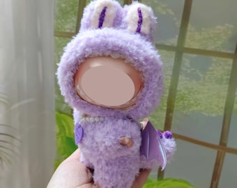 Hand-crocheted Labubu clothing purple little angel, Labubu accessories, handmade doll clothing