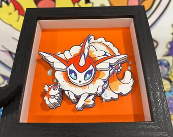 Flame-Crest 3D Art Shadow Box, Vibrant Red & White Spirit Wall Decor