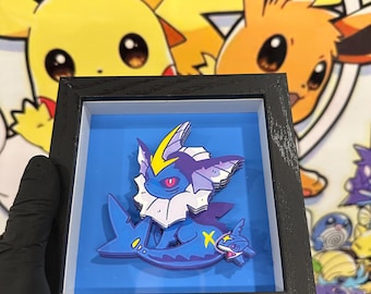 Tidal-Fang 3D Shadow Box: Deep Sea Spirit Art (Inspired by Eevee & Sharpedo)