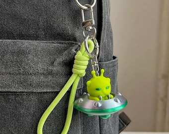 Alien Kimi Cat UFO Spaceship Accessory - 3D Printed Backpack Keychain Charm