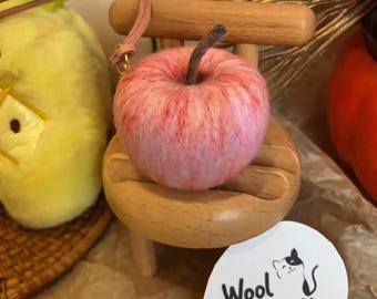 Handmade Needle Felted Apple – Pink Wool Holiday Decoration