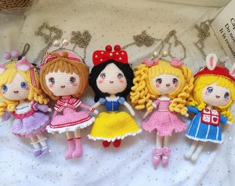 Handmade Crocheted Princess Doll Purse, exquisite doll-shaped crossbody bag