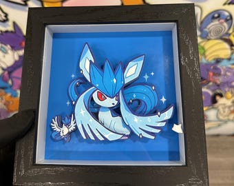 Frost-Vee Mystic 3D Shadow Box Ice Spirit Wall Art Inspired by Eevee & Articuno