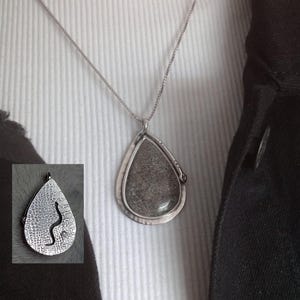 20.4ct Natural Fossilized Black Coral set in Sterling Silver Handcrafted Pendant