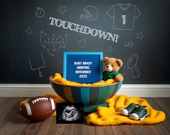 Football Pregnancy Announcement: Unique Digital Gender Reveal (Editable)