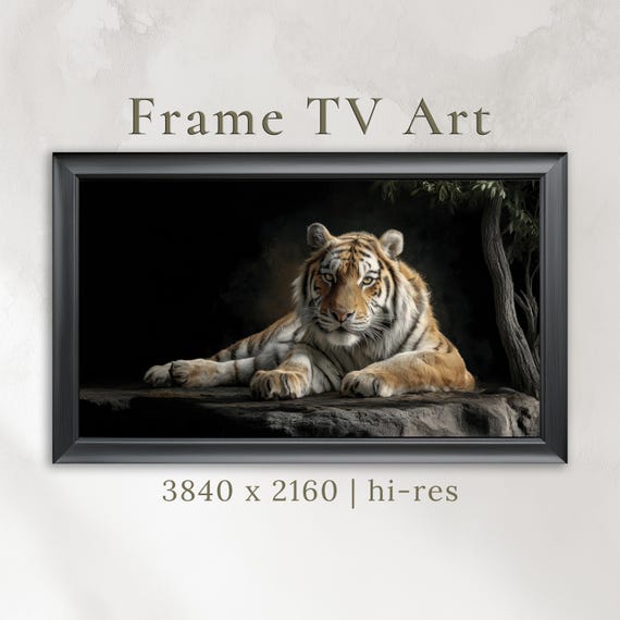 Frame TV Art, Bengal Tiger, Wildlife Art, Moody Jungle Wildlife, Digital Download, Samsung Frame TV, Jungle Wildlife, Dramatic Wall Art