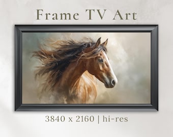 Arte per TV con cornice, ritratto di cavallo selvaggio, dipinto, arte western per TV con cornice Samsung, arte equina, download di arte digitale, arte rustica in stile ranch