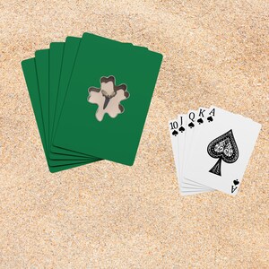 Playing Cards, Shark Tooth Clover Design Green Background, Full Deck for Poker, Unique Gift for Poker Players, Card Games with Mom