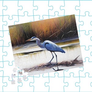 Jigsaw Puzzle, Great Blue Heron in Nature 500 1000 Pcs, Bird Lover Gift, Relaxing Hobby, Challenging Game, Mindfulness