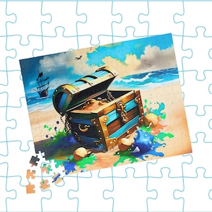 Beach Treasure Chest Jigsaw Puzzle: Coastal Home Decor
