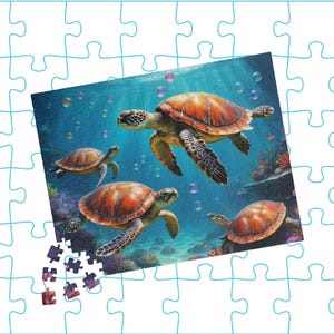 Turtles and Bubbles Jigsaw Puzzle: Ocean Theme, Relaxing Activity
