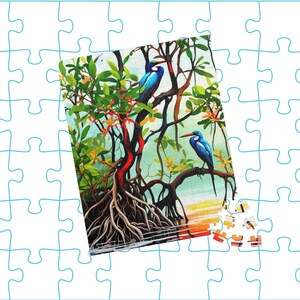 Florida Nature Puzzle, Mangroves with Two Birds, Great Blue Herons Jigsaw Puzzle (110, 252, 520, 1014-piece)