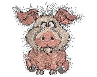 Pig Embroidery Design, Machine Embroidery File, 9 Sizes, Digital Download