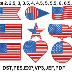 American Flag Machine Embroidery Design: 11 Sizes (Digital Download)