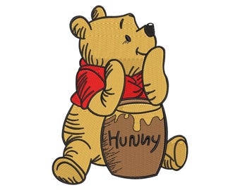 Pooh Embroidery Design, Machine Embroidery File, 9 Sizes, Digital Download