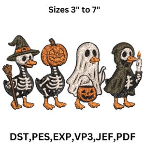 Boo Ghost Goose Embroidery, Halloween Goose, Halloween Embroidery, Autumn Embroidery, Skeleton Goose, Halloween Sublimation Design, 9 Sizes