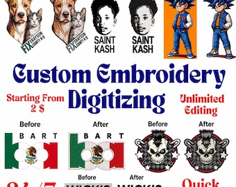 Custom  Embroidery Digitizing , Machine Embroidery Files,  Portrait Digitizing,