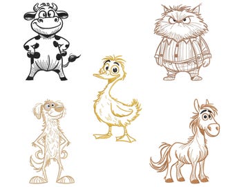 Safari Animals Machine Embroidery Designs, Baby Zoo Animal, (9 Sizes, Digital Download)