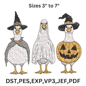 Boo Ghost Goose Embroidery, Halloween Goose, Halloween Embroidery, Embroidery Machine Files, Skeleton Goose, Dst, Pes, Exp, Vp3, Jef, 9Sizes