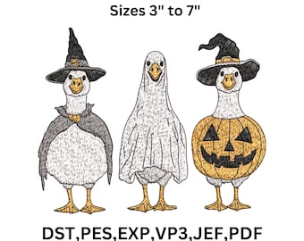 Boo Ghost Goose Embroidery Design, Halloween Machine Embroidery Files, 9 Sizes, Instant Download