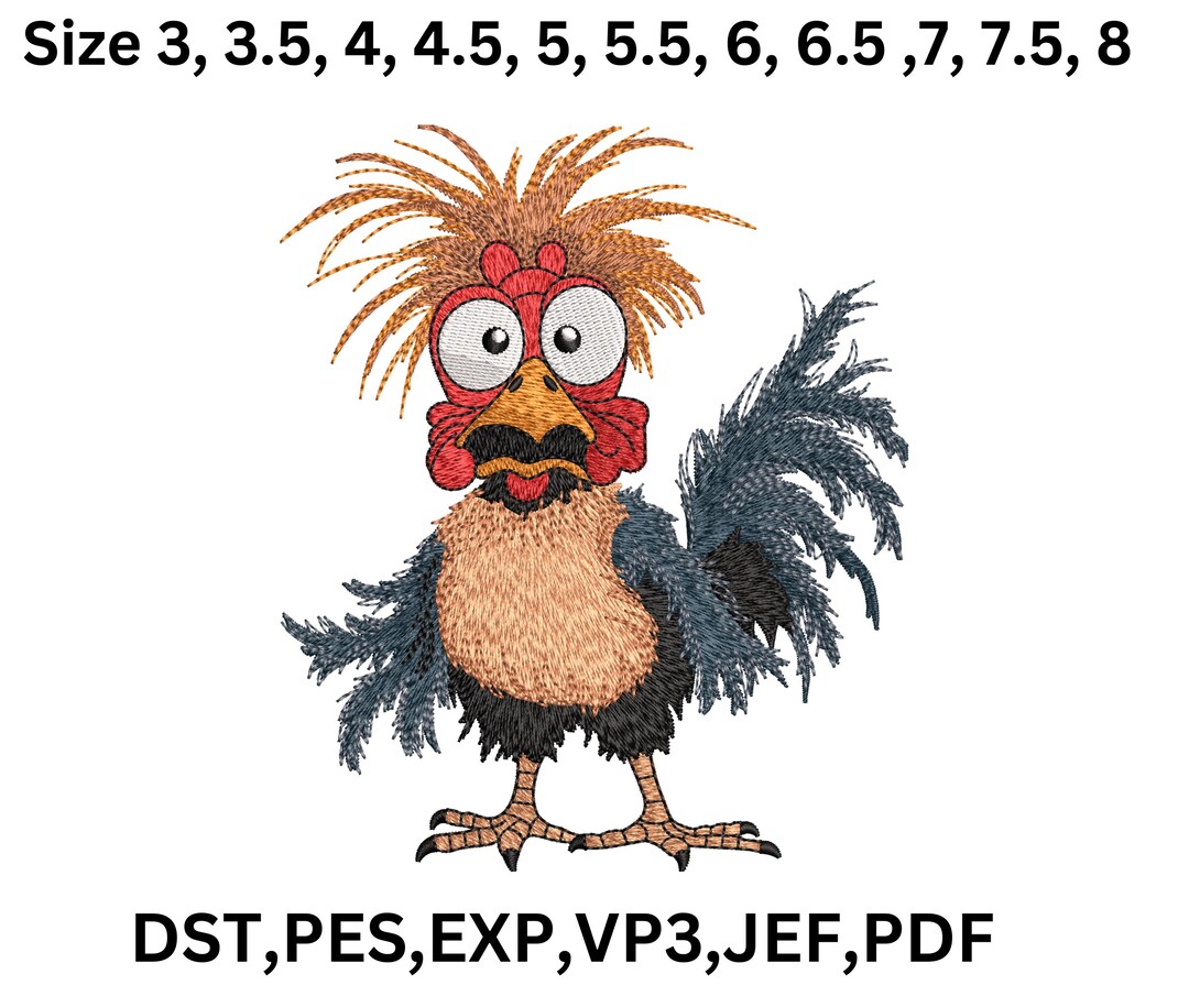 Chicken Embroidery Design, Funny Crazy Chicken Embroidery Design ...
