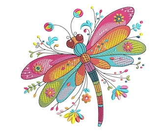 Colorful Butterfly Embroidery Design, Baby Animal Pattern,  Machine Embroidery File, Dst Pes Jef vp3 Exp,  9 Sizes, Instant Download